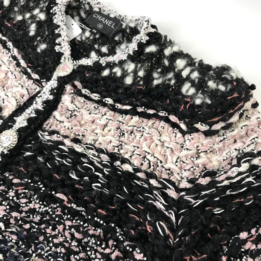 CHANEL シャネル P73552 ミックス ファイバー ツイード ウール&コスチューム パール ジャケット ブラック×ライトピンク【中古】美品 | CHANEL | 07
