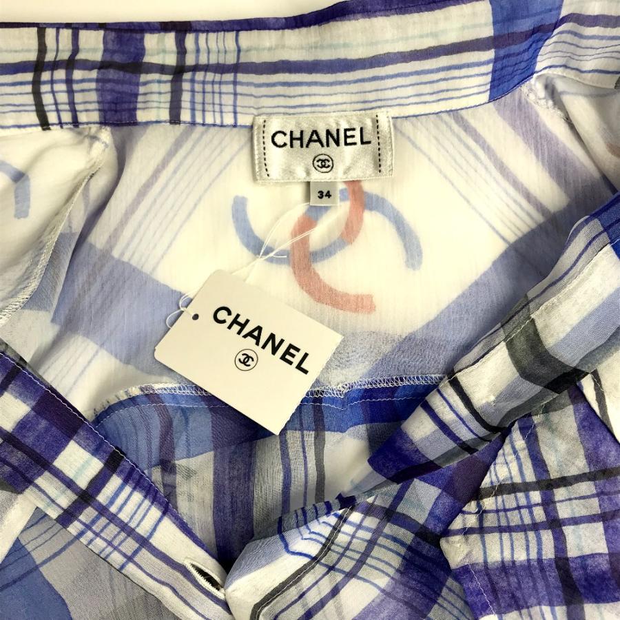 CHANEL シャネル P74508 CC ココマーク プリント モスリン ブラウス  