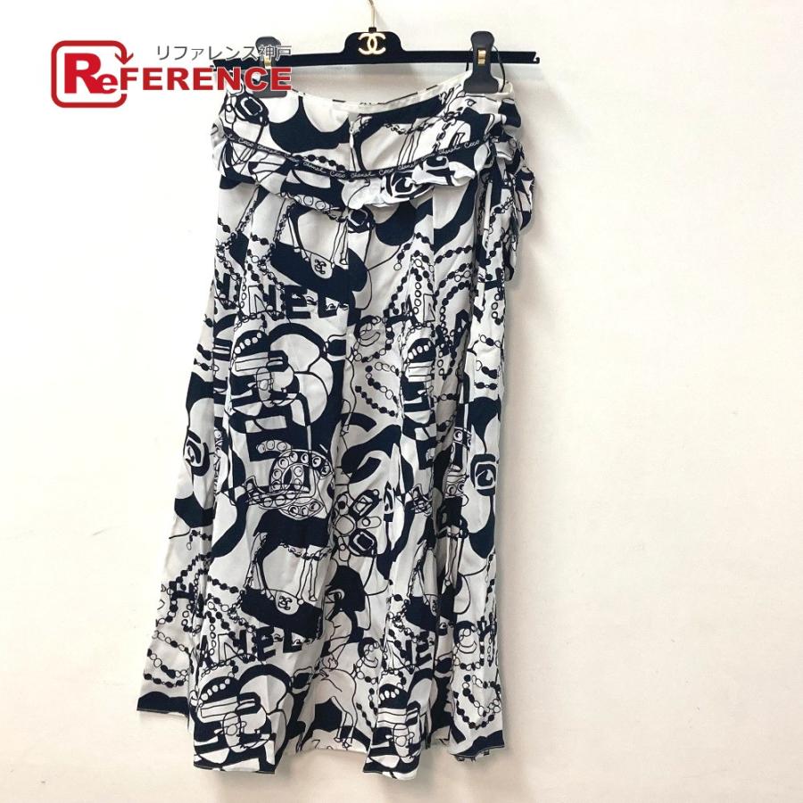 CHANEL 美品 シャネル P71863 カメリア 総柄 ボトムス ロング 22P  