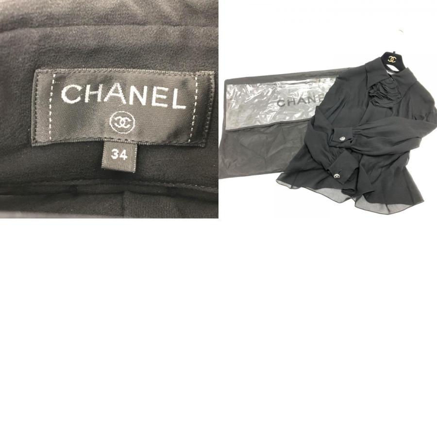 CHANEL シャネル P55115 シースルー カメリアブローチ ブラウス シースルーブラウス ブラウス ブラック レディース【中古】 | CHANEL | 09