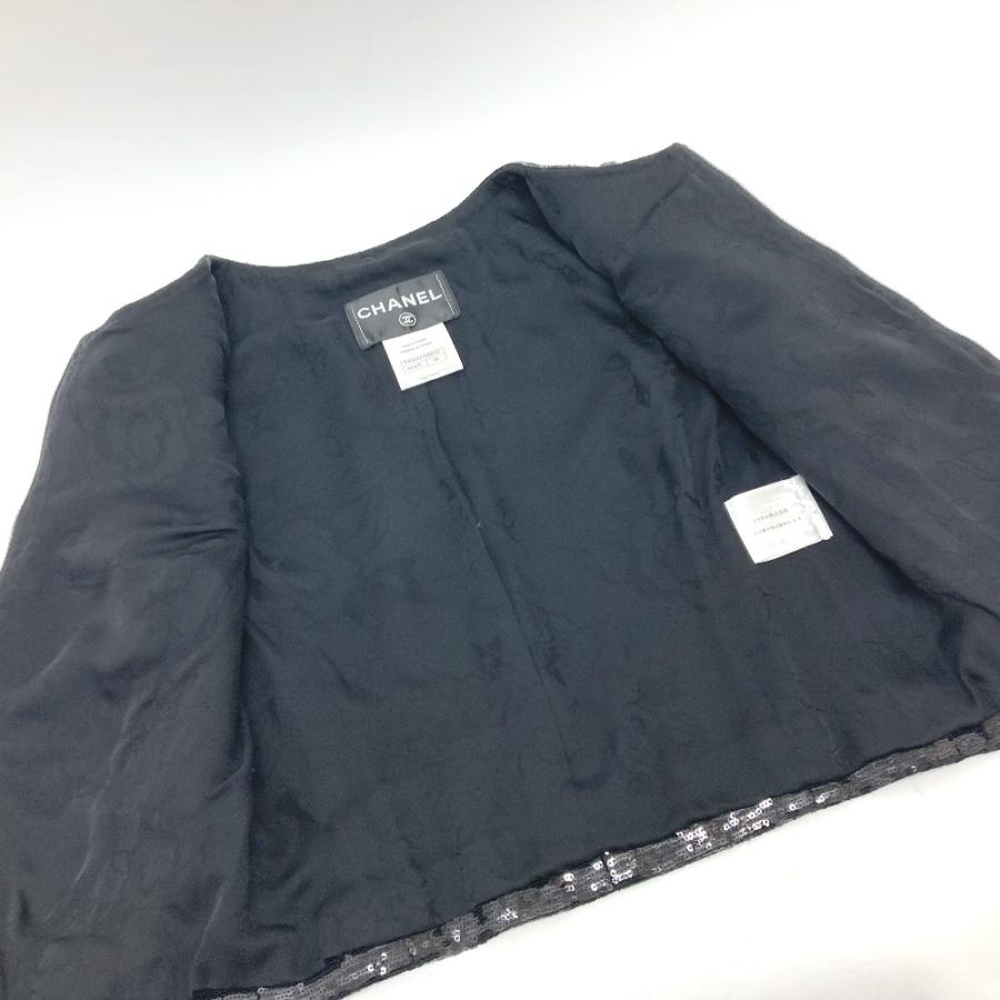 CHANEL シャネル P45044 スパンコール 七分袖 ジャケット ブラック レディース【中古】 | CHANEL | 08