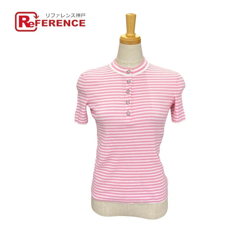 未使用 CHANEL シャネル P76521K10998 ボーダー トップス アパレル 半袖シャツ ピンク レディース【中古】 | CHANEL