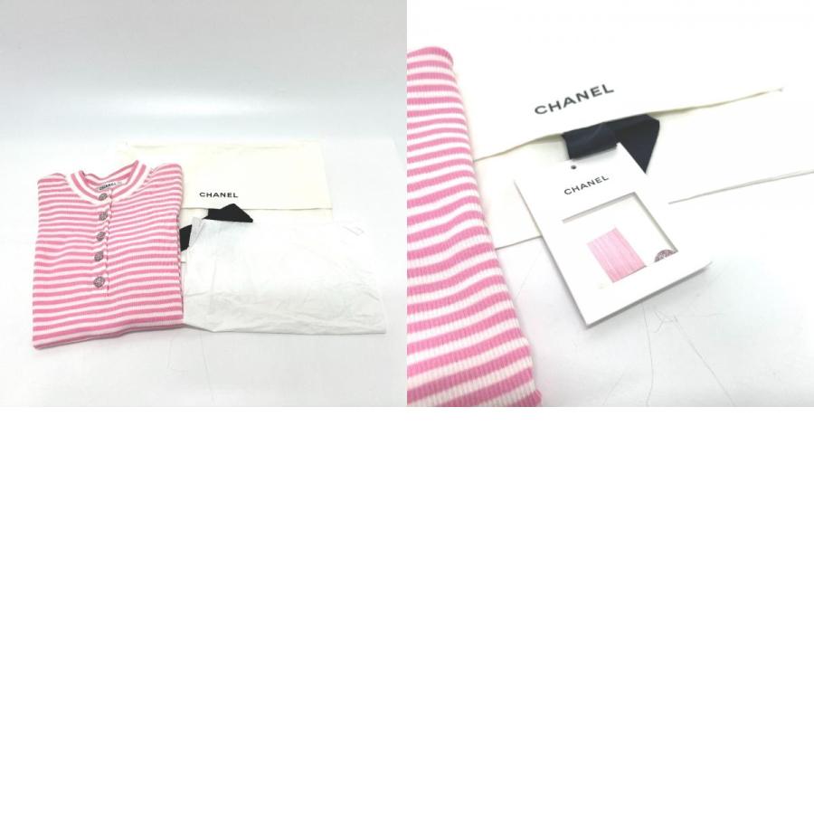 未使用 CHANEL シャネル P76521K10998 ボーダー トップス アパレル 半袖シャツ ピンク レディース【中古】 | CHANEL | 09