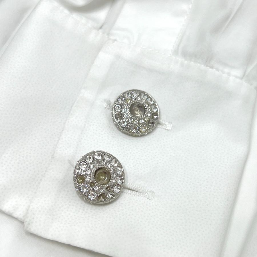 CHANEL シャネル P59362 ラインストーンボタン フリル アパレル ブラウス 長袖 18A ブラウス ホワイト レディース【中古】の画像
