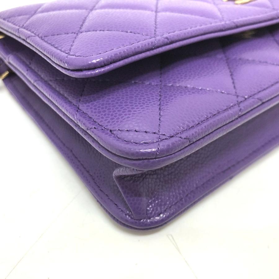 未使用 CHANEL シャネル A33814 CCココマーク マトラッセ チェーンウォレット 斜め掛け ショルダーバッグ パープル レディース【中古】 | CHANEL | 04
