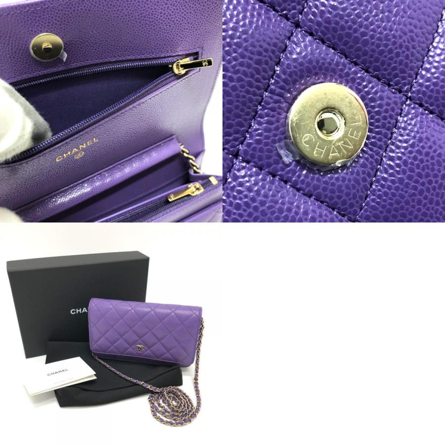 未使用 CHANEL シャネル A33814 CCココマーク マトラッセ チェーンウォレット 斜め掛け ショルダーバッグ パープル レディース【中古】 | CHANEL | 09