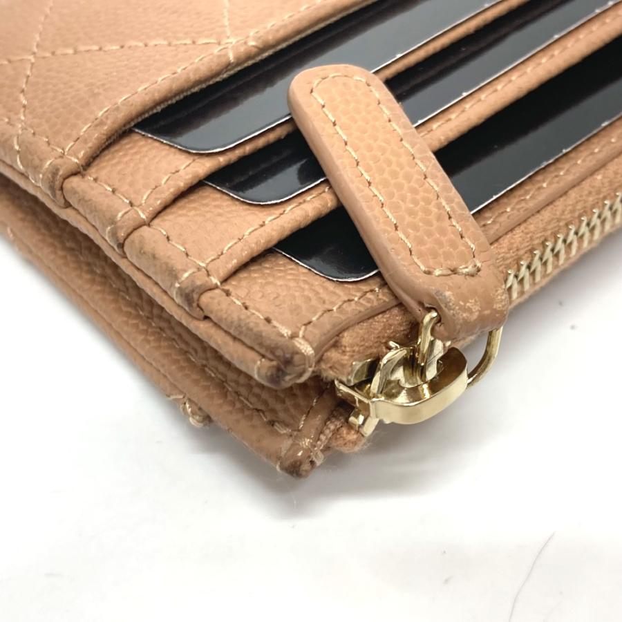 CHANEL シャネル ココマーク マトラッセ 財布 コンパクトウォレット 2つ折り財布 ベージュ レディース【中古】 | CHANEL | 07