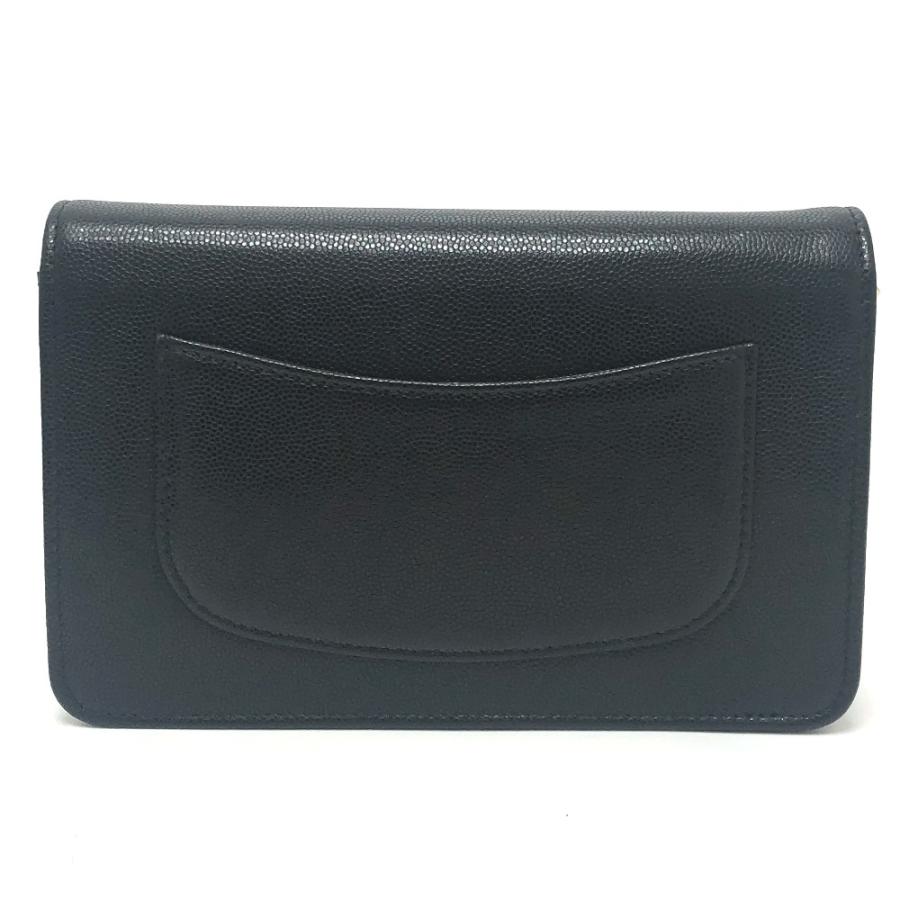 未使用 CHANEL シャネル メティエダールコレクション グレインド シャイニー チェーンウォレット ショルダー ブラック レディース【中古】_1