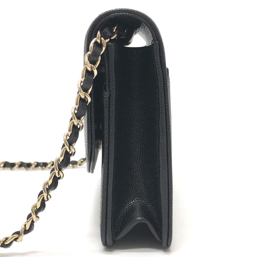 未使用 CHANEL シャネル メティエダールコレクション グレインド シャイニー チェーンウォレット ショルダー ブラック レディース【中古】_2