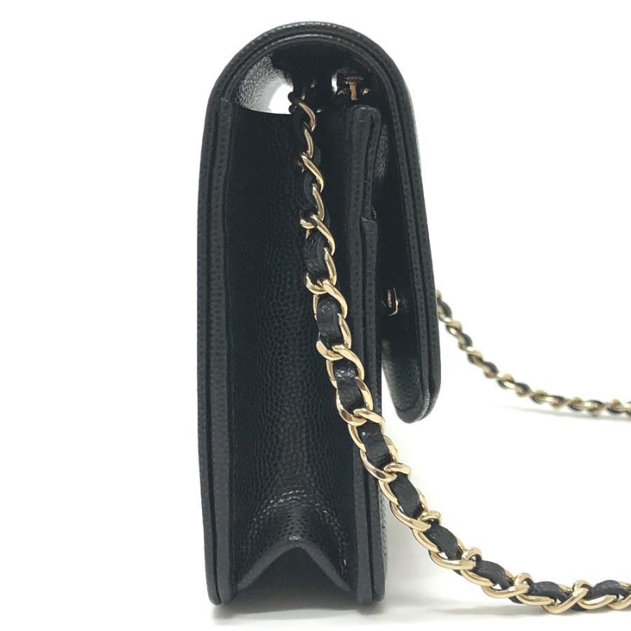 未使用 CHANEL シャネル メティエダールコレクション グレインド シャイニー チェーンウォレット ショルダー ブラック レディース【中古】_3