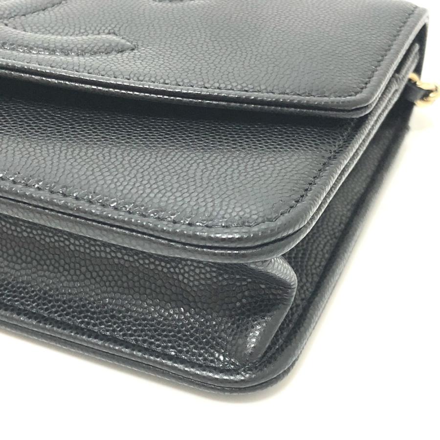 未使用 CHANEL シャネル メティエダールコレクション グレインド シャイニー チェーンウォレット ショルダー ブラック レディース【中古】_5