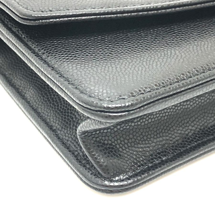 未使用 CHANEL シャネル メティエダールコレクション グレインド シャイニー チェーンウォレット ショルダー ブラック レディース【中古】_6