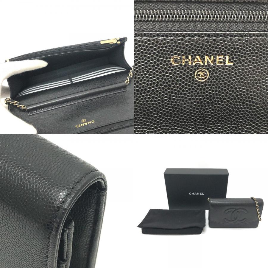 未使用 CHANEL シャネル メティエダールコレクション グレインド シャイニー チェーンウォレット ショルダー ブラック レディース【中古】_9