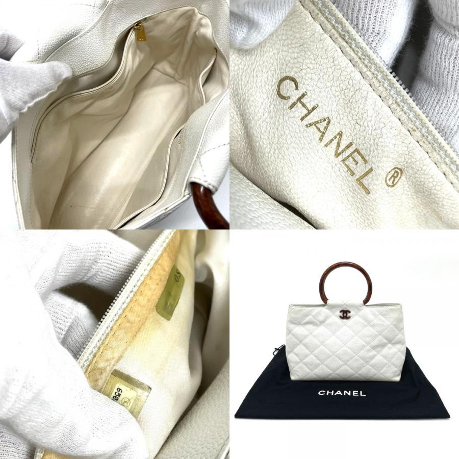 CHANEL シャネル CCココマーク マトラッセ ラウンドハンドル ウッド調  