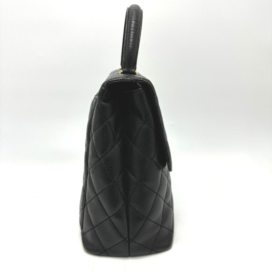 CHANEL シャネル A12397 ココマーク マトラッセ ハンドバッグ キャビアスキン ブラック レディース【中古】