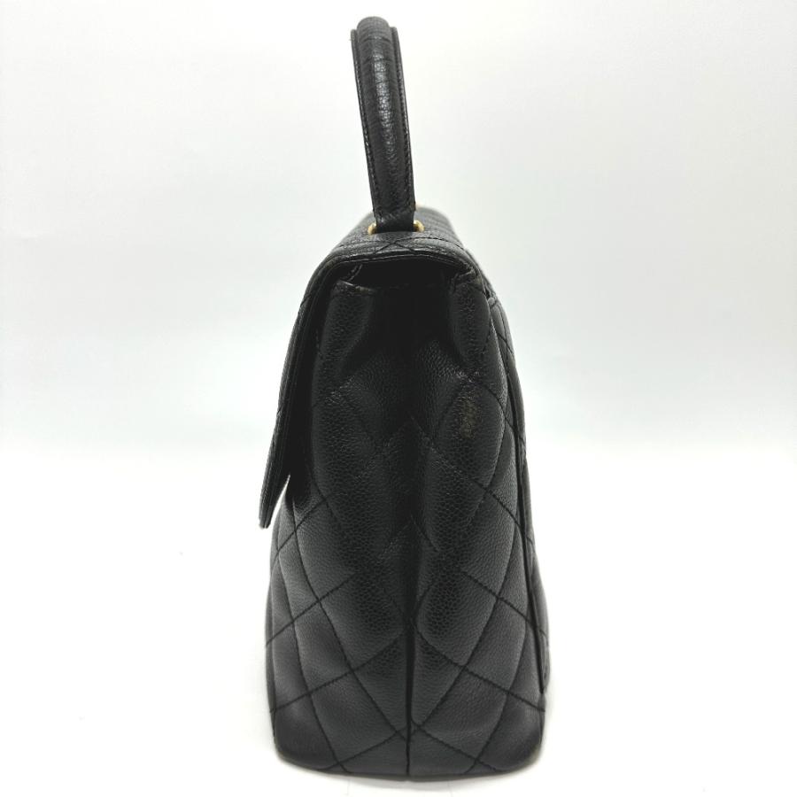 CHANEL シャネル A12397 ココマーク マトラッセ ハンドバッグ キャビアスキン ブラック レディース【中古】