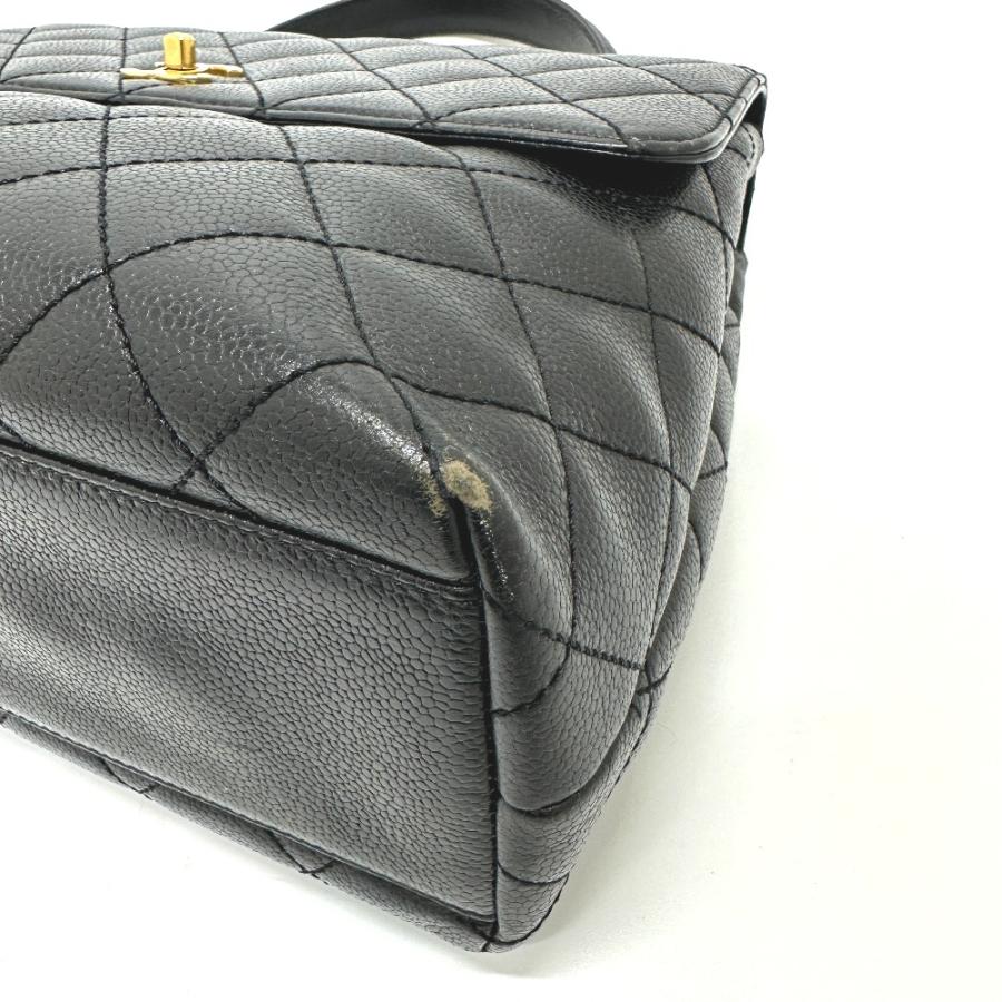 CHANEL シャネル A12397 ココマーク マトラッセ ハンドバッグ キャビアスキン ブラック レディース【中古】