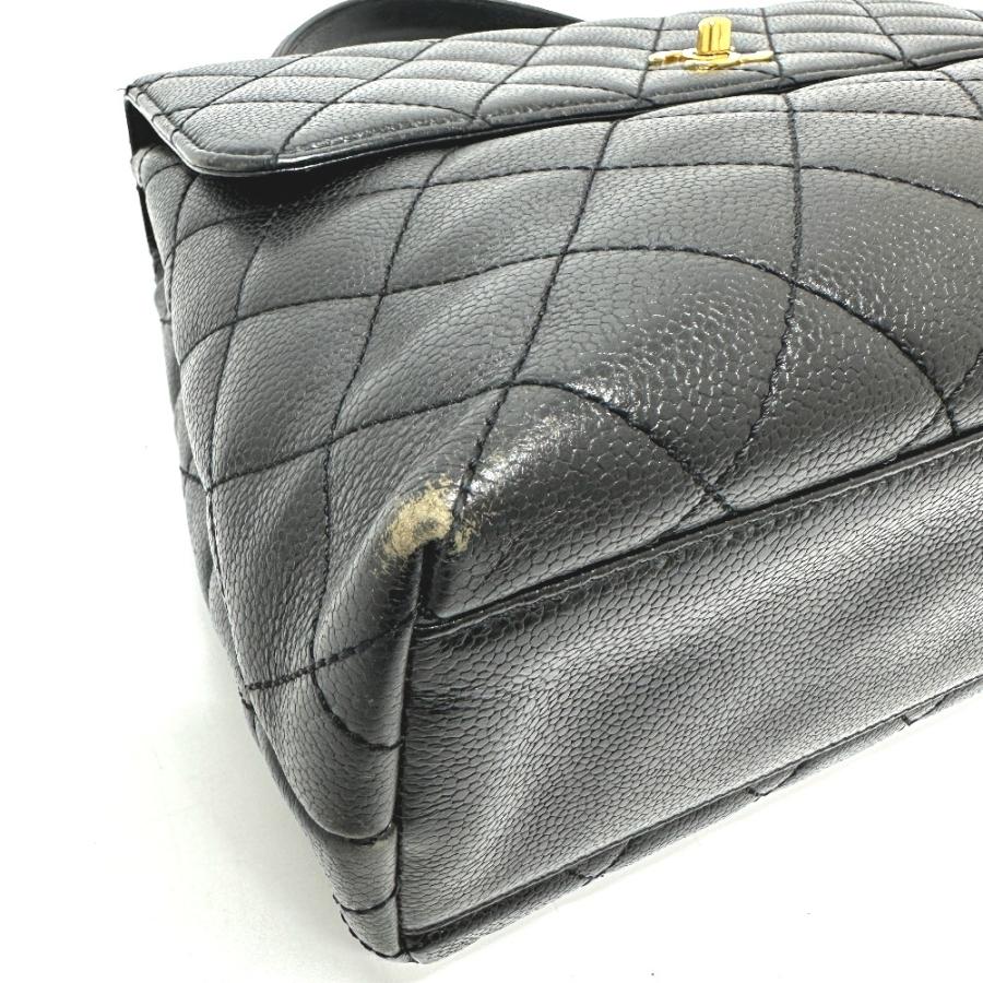 CHANEL シャネル A12397 ココマーク マトラッセ ハンドバッグ キャビアスキン ブラック レディース【中古】