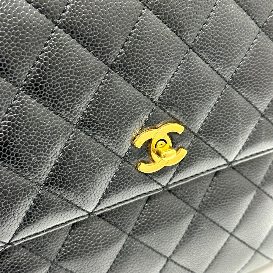 CHANEL シャネル A12397 ココマーク マトラッセ ハンドバッグ キャビアスキン ブラック レディース【中古】