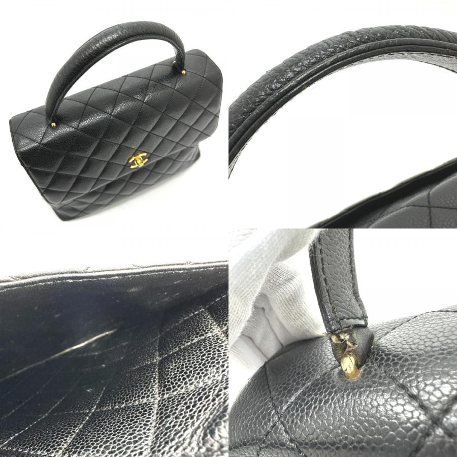 CHANEL シャネル A12397 ココマーク マトラッセ ハンドバッグ キャビアスキン ブラック レディース【中古】