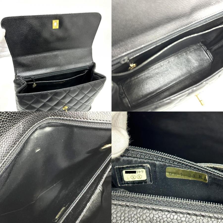 CHANEL シャネル A12397 ココマーク マトラッセ ハンドバッグ キャビアスキン ブラック レディース【中古】