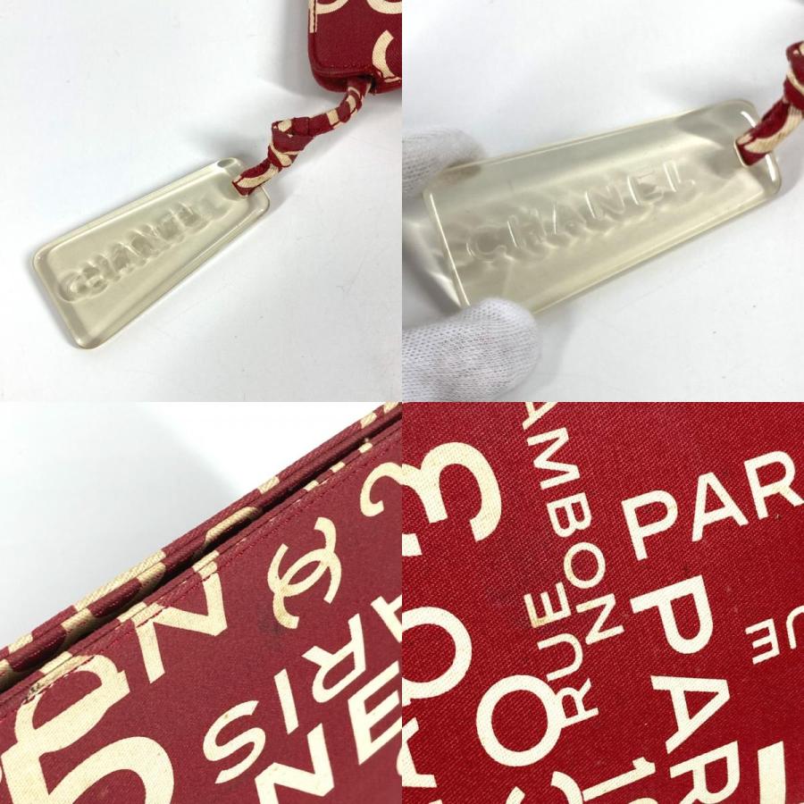 CHANEL シャネル ロゴ メイクポーチ 化粧ポーチ カバン クラッチバッグ バイシーライン ポーチ レッド レディース【中古】 | CHANEL | 07