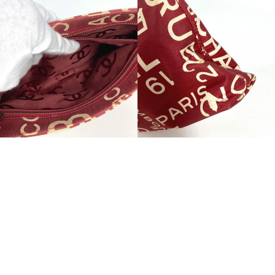 CHANEL シャネル ロゴ メイクポーチ 化粧ポーチ カバン クラッチバッグ バイシーライン ポーチ レッド レディース【中古】 | CHANEL | 09