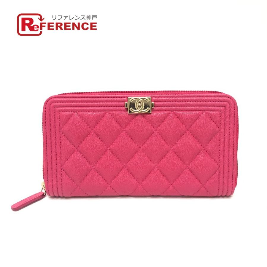 CHANEL 未使用 シャネル A80288 ボーイシャネル ラウンドファスナー 長  