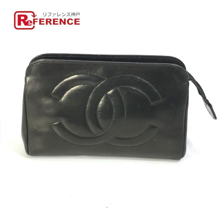 CHANEL シャネル ココマーク CC メイクポーチ 化粧ポーチ ブラック レディース【中古】 | CHANEL