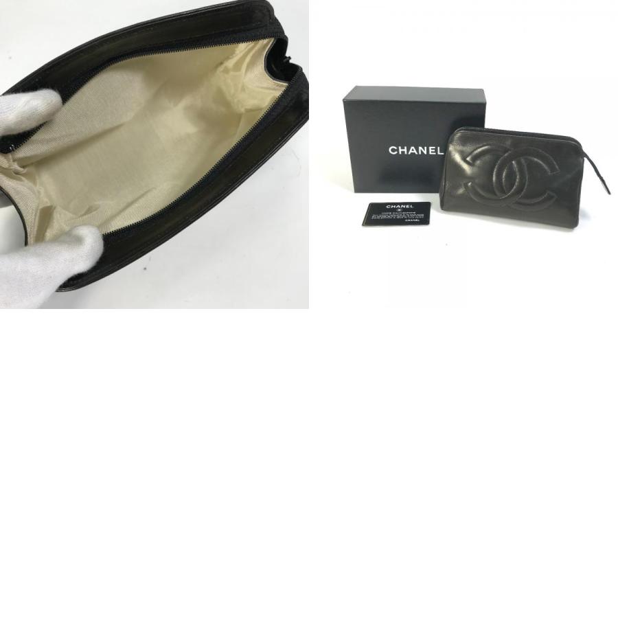 CHANEL シャネル ココマーク CC メイクポーチ 化粧ポーチ ブラック レディース【中古】 | CHANEL | 09
