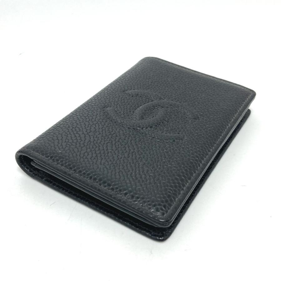 CHANEL シャネル パスケース ココマーク CC 名刺入れ 2つ折り カードケース キャビアスキン ブラック レディース【中古】 | CHANEL | 02