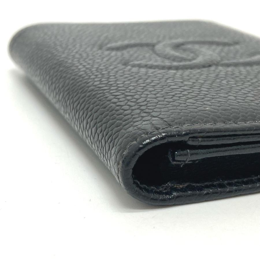 CHANEL シャネル パスケース ココマーク CC 名刺入れ 2つ折り カードケース キャビアスキン ブラック レディース【中古】 | CHANEL | 05