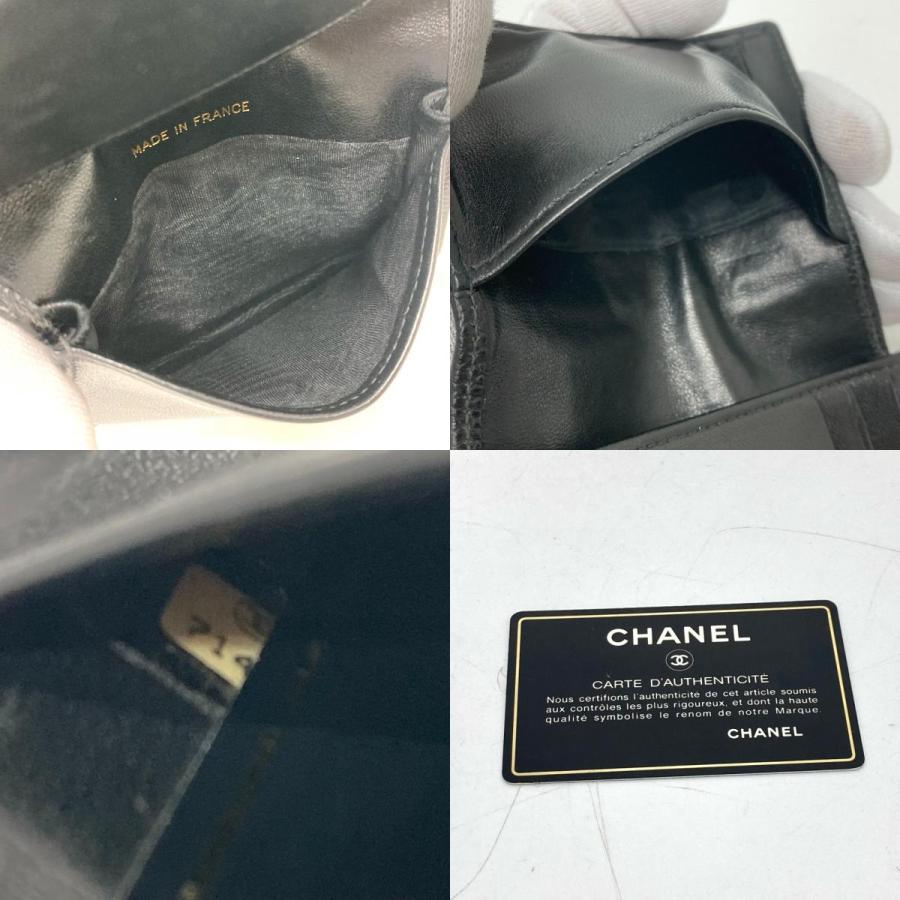 CHANEL シャネル パスケース ココマーク CC 名刺入れ 2つ折り カードケース キャビアスキン ブラック レディース【中古】 | CHANEL | 09