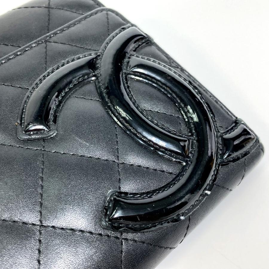 CHANEL 三つ折り財布 ラムスキン ブラック ココマーク シャネル 三つ折り財布 キルティング ココマーク シャネル19