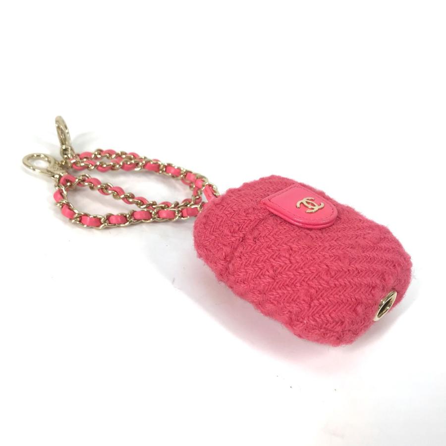 美品 CHANEL シャネル airpodsケース エアポッズ チェーン付き アップル apple ポーチ イヤフォンケース ピンク レディース【中古】の画像