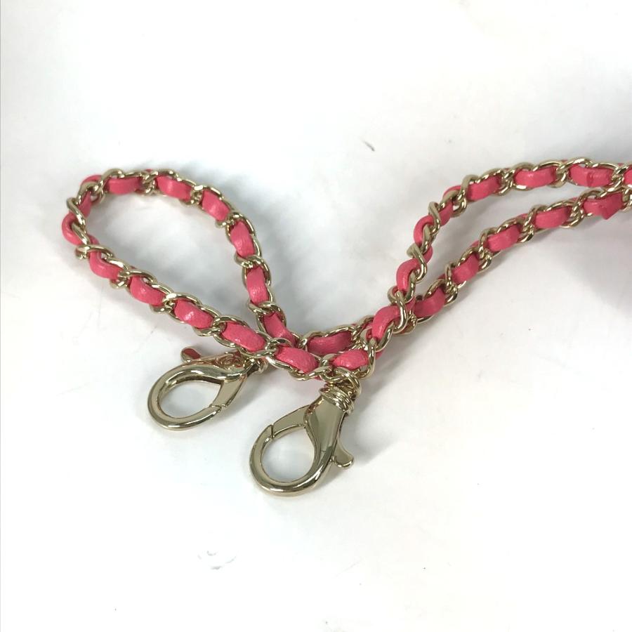 美品 CHANEL シャネル airpodsケース エアポッズ チェーン付き アップル apple ポーチ イヤフォンケース ピンク レディース【中古】の画像