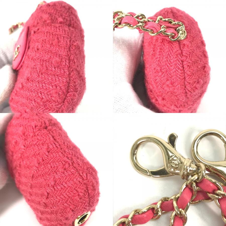 美品 CHANEL シャネル airpodsケース エアポッズ チェーン付き アップル apple ポーチ イヤフォンケース ピンク レディース【中古】の画像
