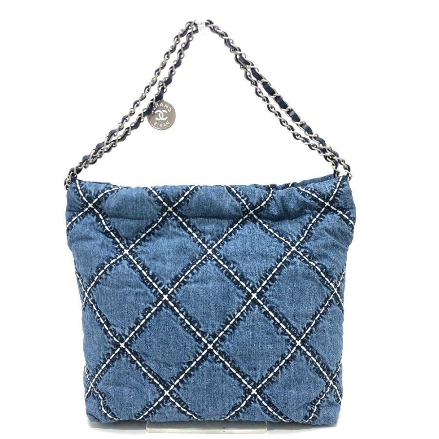 未使用 CHANEL シャネル AS3260 シャネル22 マトラッセ メダルチャーム付  スモール ホーボー 肩掛けバック ブルー レディース【中古】の画像