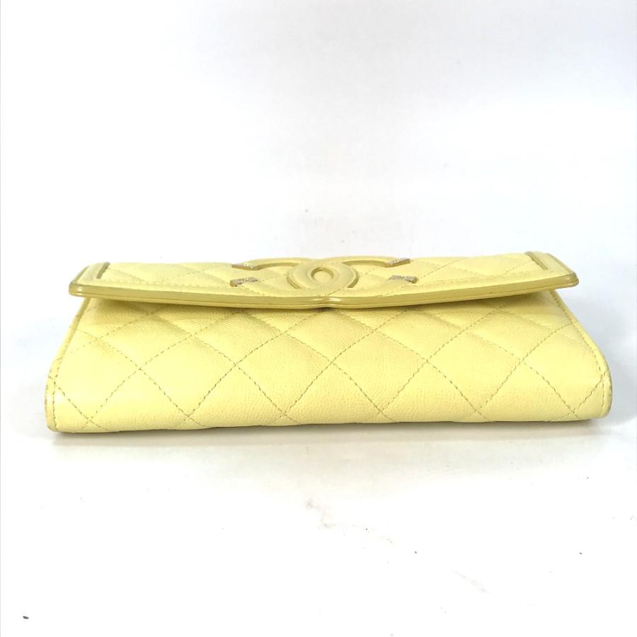 CHANEL シャネル フィリグリー CC ココマーク 2つ折り ロングウォレット 長財布 イエロー レディース【中古】 | CHANEL | 03