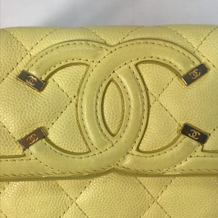 CHANEL シャネル フィリグリー CC ココマーク 2つ折り ロングウォレット 長財布 イエロー レディース【中古】 | CHANEL | 04
