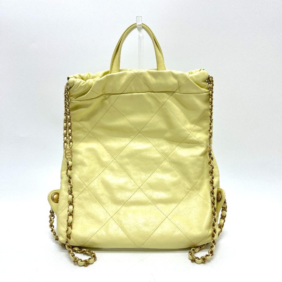 未使用 CHANEL シャネル CHANEL22 シャネル22 スモール チェーン 2WAY デイパック カバン バッグ リュックサック イエロー 【中古】 | CHANEL | 01