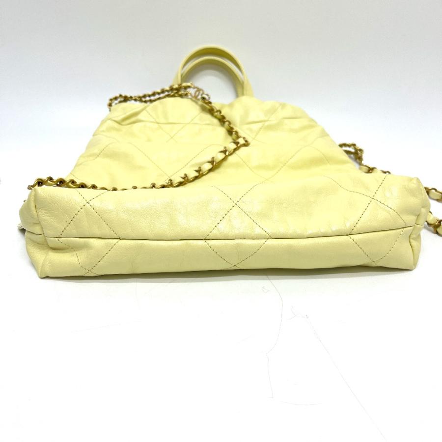 未使用 CHANEL シャネル CHANEL22 シャネル22 スモール チェーン 2WAY デイパック カバン バッグ リュックサック イエロー 【中古】 | CHANEL | 02