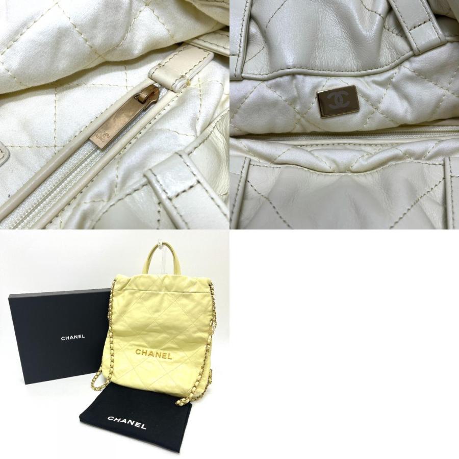 未使用 CHANEL シャネル CHANEL22 シャネル22 スモール チェーン 2WAY デイパック カバン バッグ リュックサック イエロー 【中古】 | CHANEL | 09