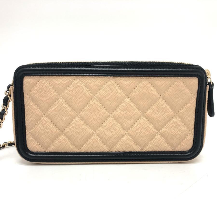 新品同様 CHANEL シャネル A84450 CCフィリグリー バイカラー 財布 ウォレット 長財布 ウォレットチェーン ベージュ レディース【中古】 | CHANEL | 01