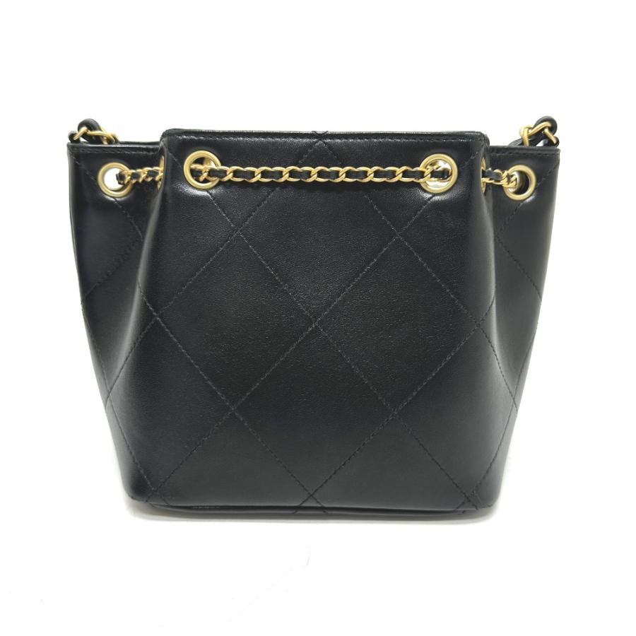 美品 CHANEL シャネル AS5824 ドローストリング アイコン チェーン カバン バッグ  25K ショルダーバッグ ブラック レディース【中古】の画像