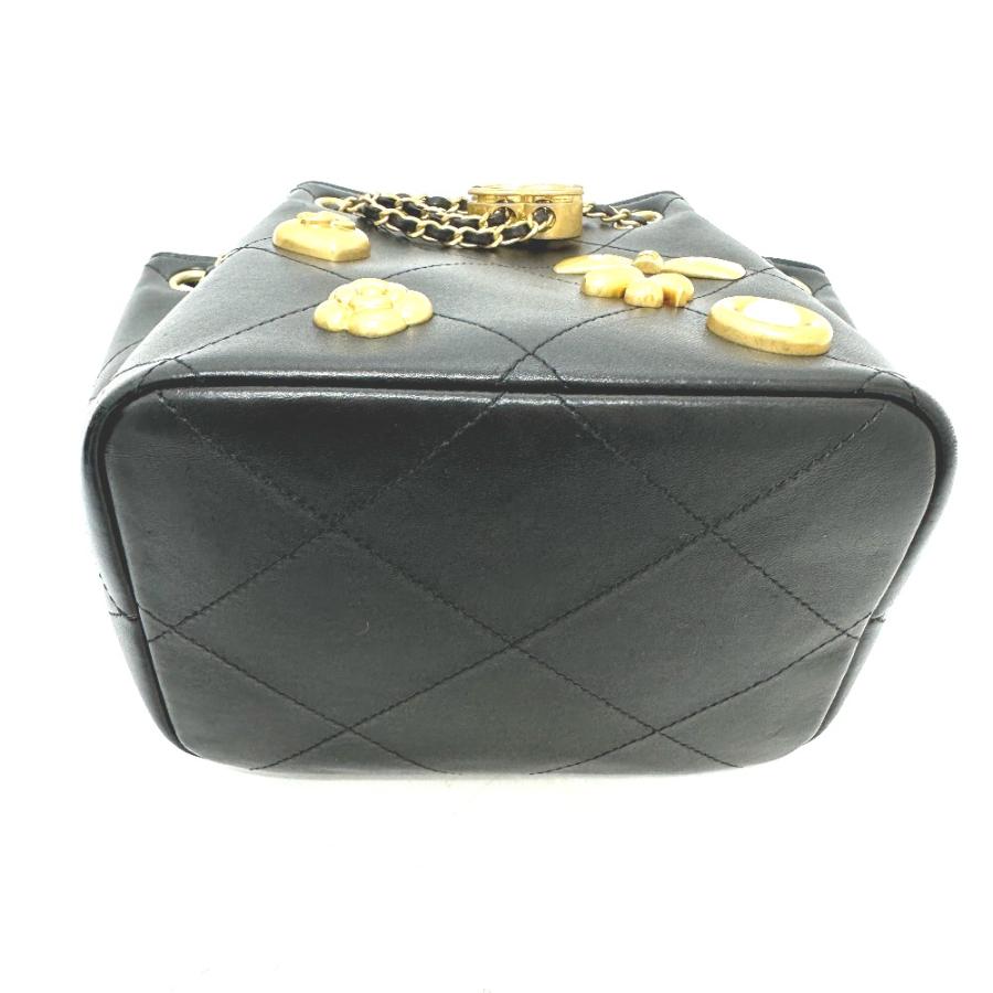 美品 CHANEL シャネル AS5824 ドローストリング アイコン チェーン カバン バッグ  25K ショルダーバッグ ブラック レディース【中古】の画像