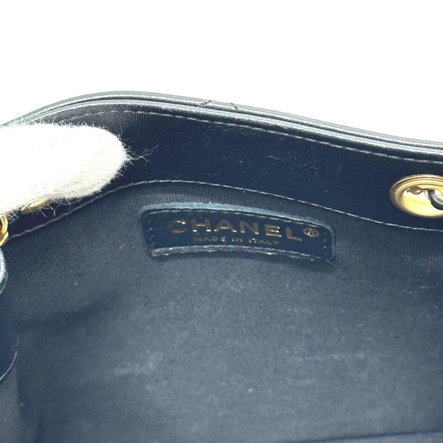 美品 CHANEL シャネル AS5824 ドローストリング アイコン チェーン カバン バッグ  25K ショルダーバッグ ブラック レディース【中古】の画像