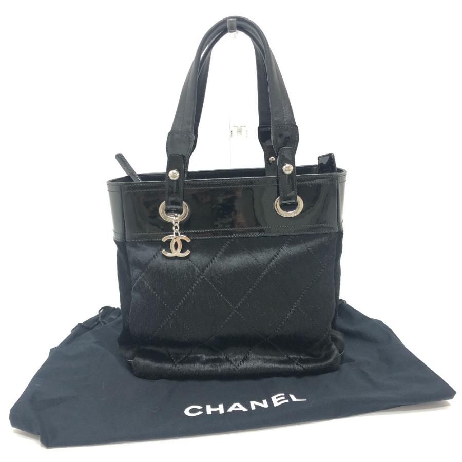 美品 CHANEL シャネル A34208 CC ココマーク パリビアリッツＰＭ エナメル×ハラコ×レザー トートバック カバン レディース【中古】 | CHANEL | 07