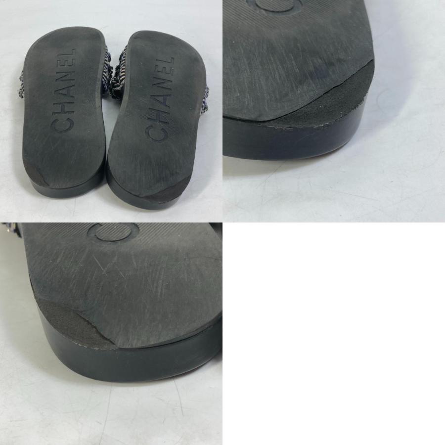 CHANEL シャネル G31627 CC ココマーク 6連チェーン 靴 フラット ペタンコ サンダル レザー ブラック レディース【中古】 | CHANEL | 09