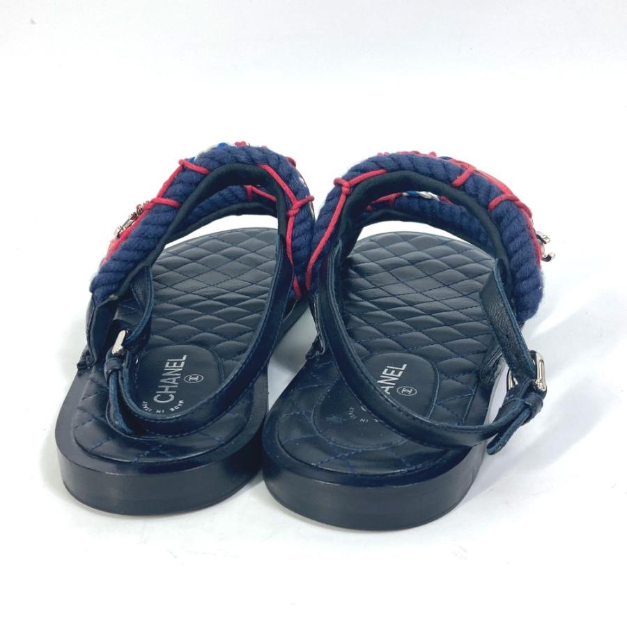 CHANELサンダル CHANEL シャネル G34155 ツイード マトラッセ 靴 フラット